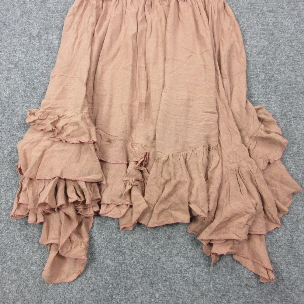 Free People Dress Womens Small Pink Lace Crochet Ruffle Strappy Swing Sundress - Picture 3 of 7